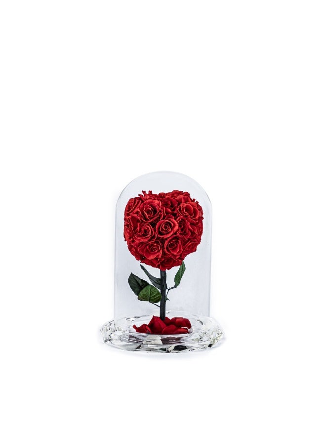 Si Bonne Luxury Eternal Preserved Rose Heart in Glass Dome - Romantic Handcrafted Heart-Shaped Flower Arrangement on Crystal Base - Ideal Gift for Anniversary, Valentine's Day, and Home Decor - Image 1